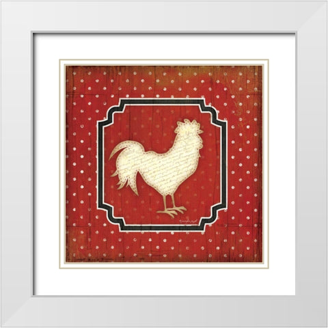 Country Kitchen Rooster I White Modern Wood Framed Art Print with Double Matting by Pugh, Jennifer