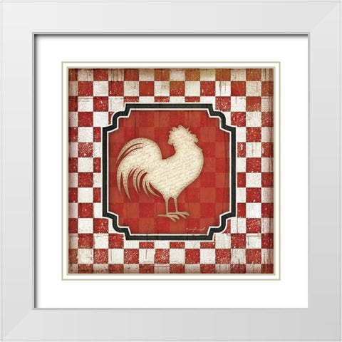 Country Kitchen Rooster IV White Modern Wood Framed Art Print with Double Matting by Pugh, Jennifer