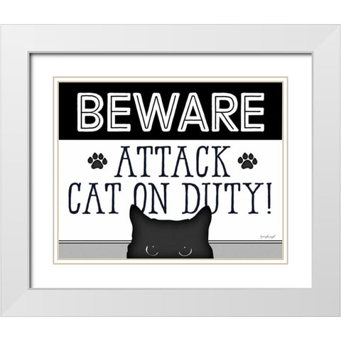 BEWARE White Modern Wood Framed Art Print with Double Matting by Pugh, Jennifer