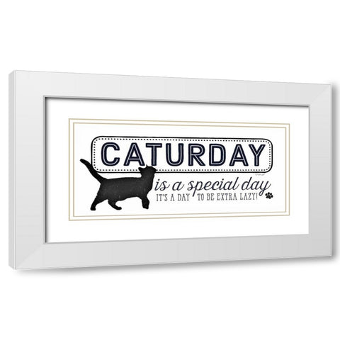 Caturday White Modern Wood Framed Art Print with Double Matting by Pugh, Jennifer