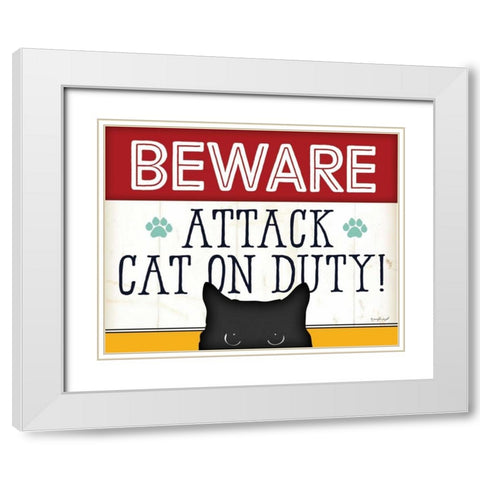 BEWARE - Color White Modern Wood Framed Art Print with Double Matting by Pugh, Jennifer