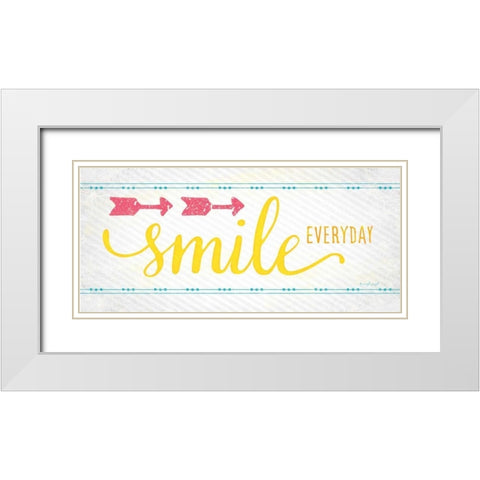 Smile White Modern Wood Framed Art Print with Double Matting by Pugh, Jennifer