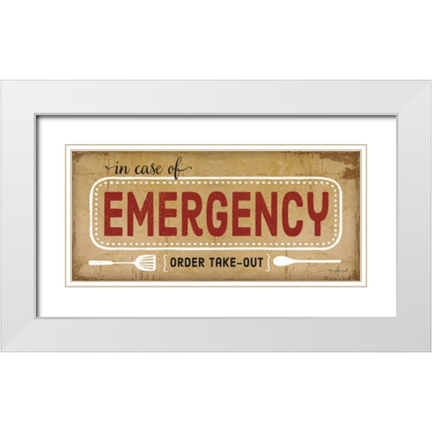 In Case of Emergency White Modern Wood Framed Art Print with Double Matting by Pugh, Jennifer