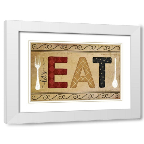 EAT White Modern Wood Framed Art Print with Double Matting by Pugh, Jennifer