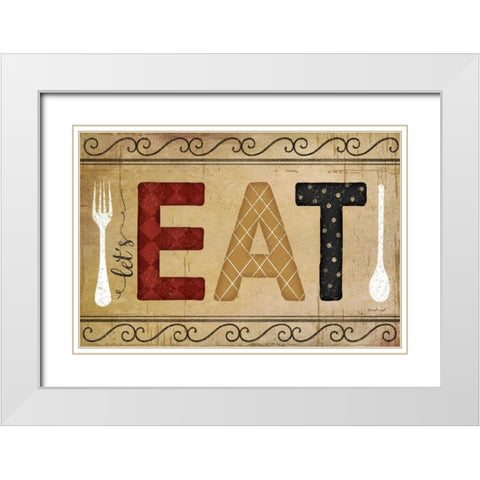 EAT White Modern Wood Framed Art Print with Double Matting by Pugh, Jennifer