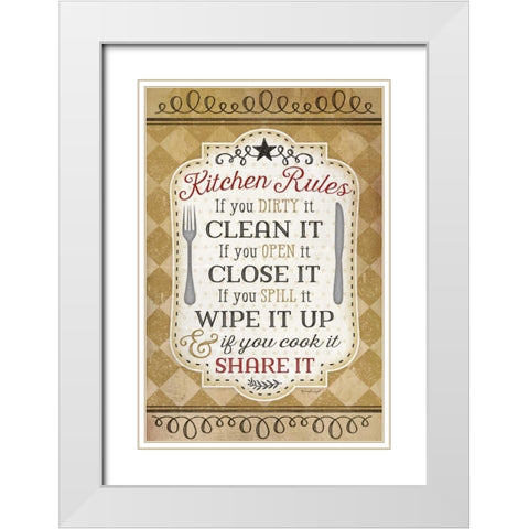 Kitchen Rules White Modern Wood Framed Art Print with Double Matting by Pugh, Jennifer