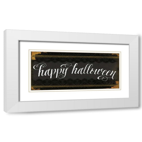 Happy Halloween White Modern Wood Framed Art Print with Double Matting by Pugh, Jennifer