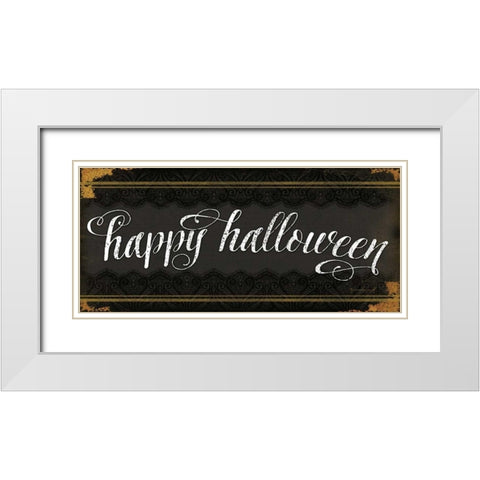 Happy Halloween White Modern Wood Framed Art Print with Double Matting by Pugh, Jennifer