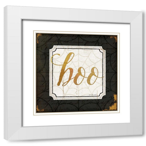 Boo White Modern Wood Framed Art Print with Double Matting by Pugh, Jennifer