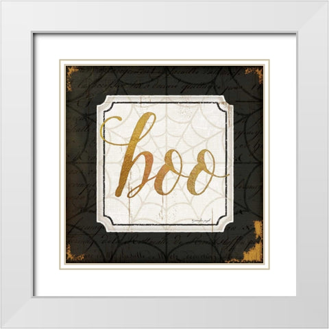 Boo White Modern Wood Framed Art Print with Double Matting by Pugh, Jennifer