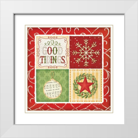 Good Tidings White Modern Wood Framed Art Print with Double Matting by Pugh, Jennifer