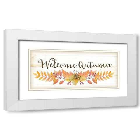 Welcome Autumn White Modern Wood Framed Art Print with Double Matting by Pugh, Jennifer