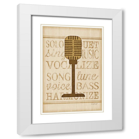 Music Microphone White Modern Wood Framed Art Print with Double Matting by Pugh, Jennifer