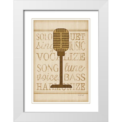 Music Microphone White Modern Wood Framed Art Print with Double Matting by Pugh, Jennifer