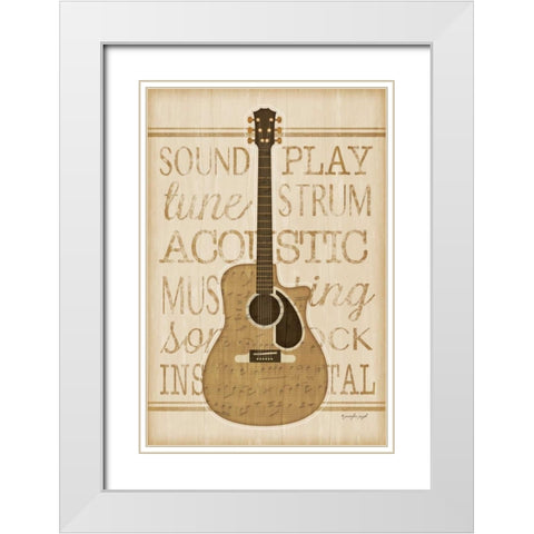 Music Guitar White Modern Wood Framed Art Print with Double Matting by Pugh, Jennifer