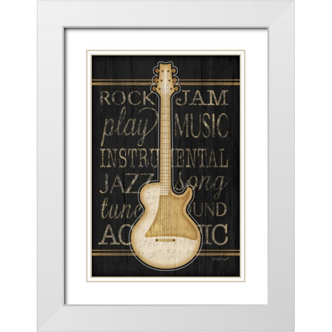 Music Guitar White Modern Wood Framed Art Print with Double Matting by Pugh, Jennifer