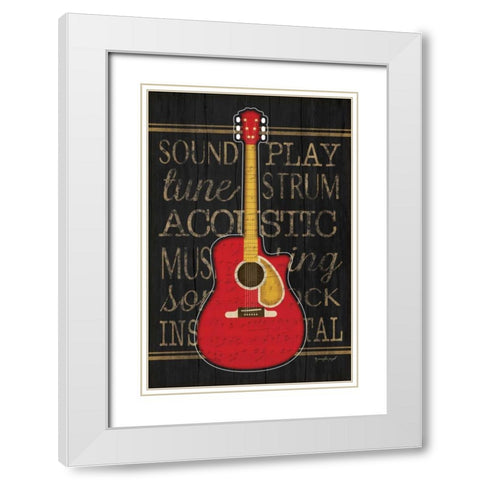 Music Guitar White Modern Wood Framed Art Print with Double Matting by Pugh, Jennifer