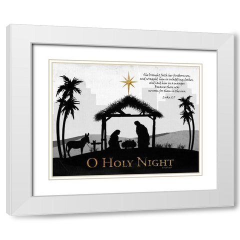 O Holy Night White Modern Wood Framed Art Print with Double Matting by Pugh, Jennifer