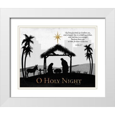 O Holy Night White Modern Wood Framed Art Print with Double Matting by Pugh, Jennifer