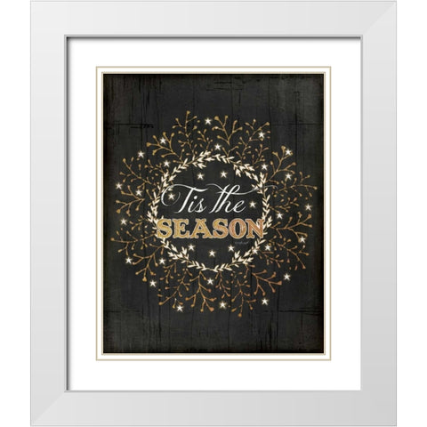 Tis the Season White Modern Wood Framed Art Print with Double Matting by Pugh, Jennifer