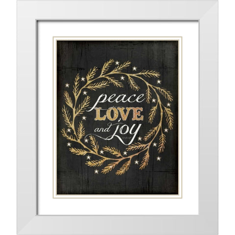 Peace, Love and Joy White Modern Wood Framed Art Print with Double Matting by Pugh, Jennifer