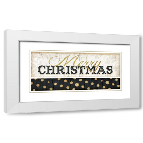 Merry Christmas White Modern Wood Framed Art Print with Double Matting by Pugh, Jennifer