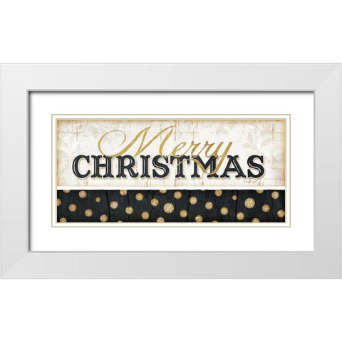 Merry Christmas White Modern Wood Framed Art Print with Double Matting by Pugh, Jennifer