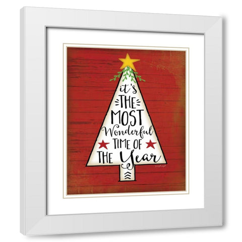 Its the Most Wonderful Tree White Modern Wood Framed Art Print with Double Matting by Pugh, Jennifer