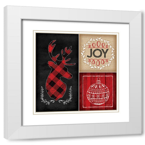 Plaid Christmas I White Modern Wood Framed Art Print with Double Matting by Pugh, Jennifer