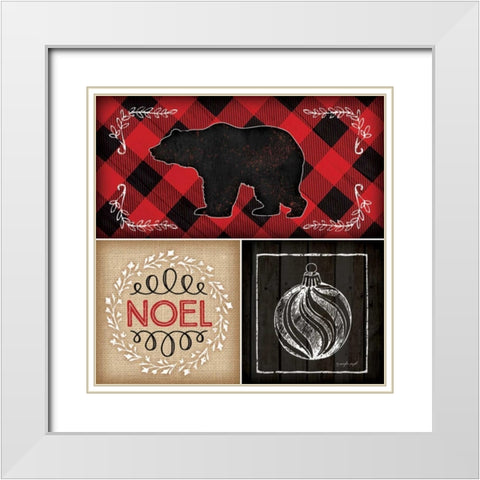 Plaid Christmas II White Modern Wood Framed Art Print with Double Matting by Pugh, Jennifer