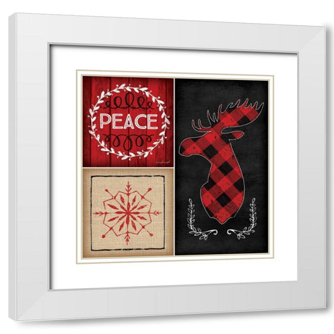 Plaid Christmas IV White Modern Wood Framed Art Print with Double Matting by Pugh, Jennifer