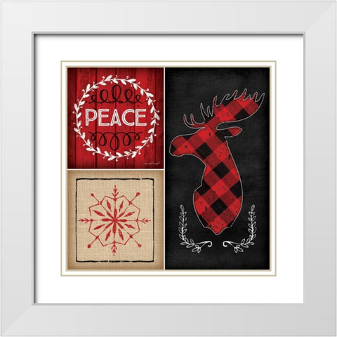 Plaid Christmas IV White Modern Wood Framed Art Print with Double Matting by Pugh, Jennifer