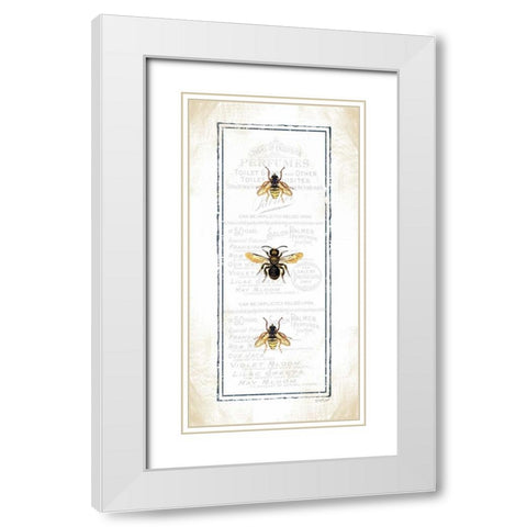 Bees White Modern Wood Framed Art Print with Double Matting by Pugh, Jennifer