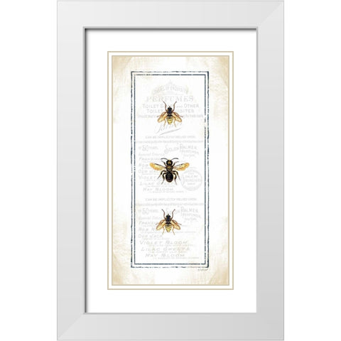 Bees White Modern Wood Framed Art Print with Double Matting by Pugh, Jennifer