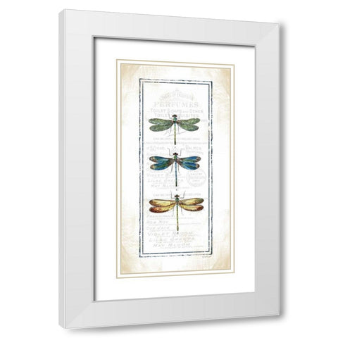 Dragonfly White Modern Wood Framed Art Print with Double Matting by Pugh, Jennifer