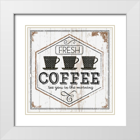 Fresh Coffee White Modern Wood Framed Art Print with Double Matting by Pugh, Jennifer