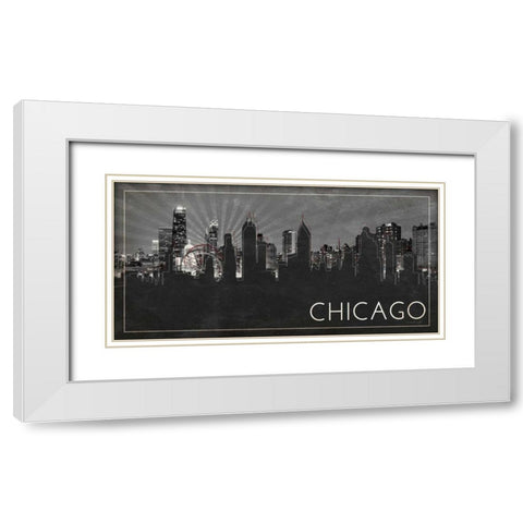 Chicago Silhouette White Modern Wood Framed Art Print with Double Matting by Pugh, Jennifer