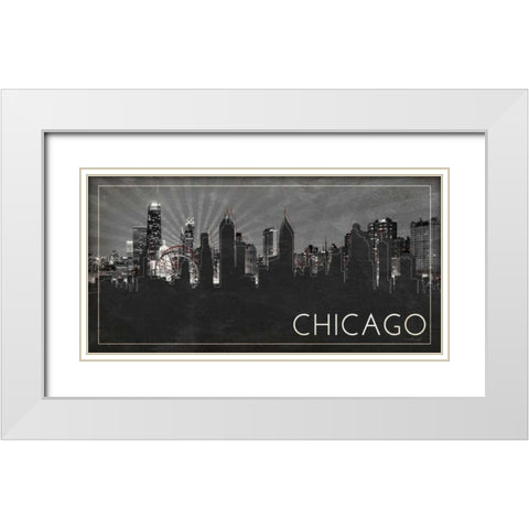 Chicago Silhouette White Modern Wood Framed Art Print with Double Matting by Pugh, Jennifer