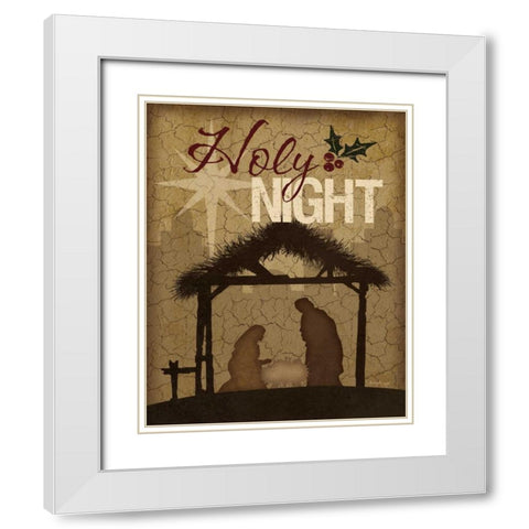 Holy Night Nativity White Modern Wood Framed Art Print with Double Matting by Pugh, Jennifer