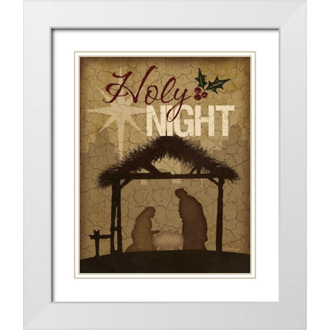 Holy Night Nativity White Modern Wood Framed Art Print with Double Matting by Pugh, Jennifer