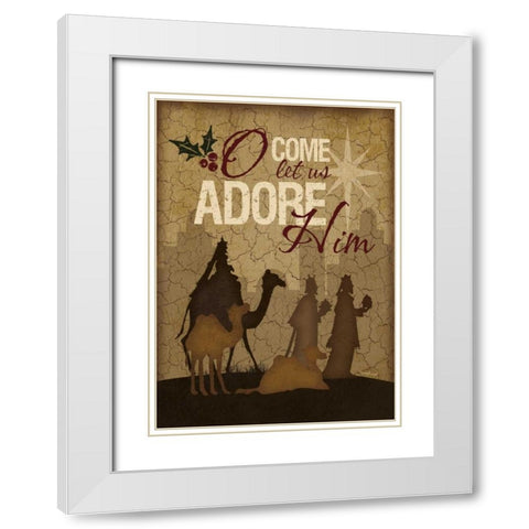O Come Let Us Adore Him Wisemen White Modern Wood Framed Art Print with Double Matting by Pugh, Jennifer