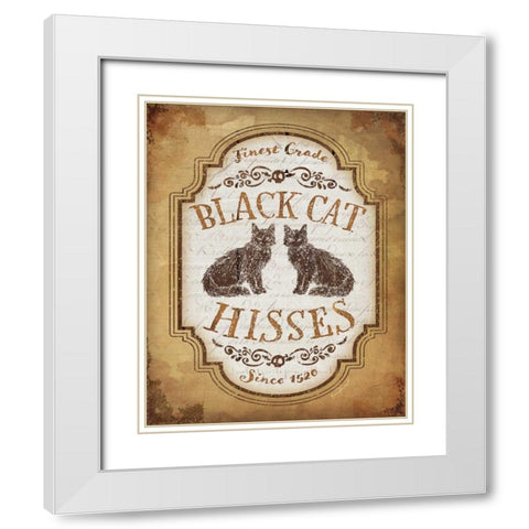 Black Cat Hisses White Modern Wood Framed Art Print with Double Matting by Pugh, Jennifer