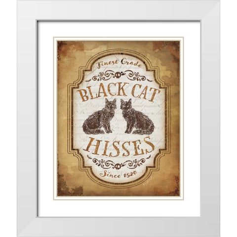 Black Cat Hisses White Modern Wood Framed Art Print with Double Matting by Pugh, Jennifer