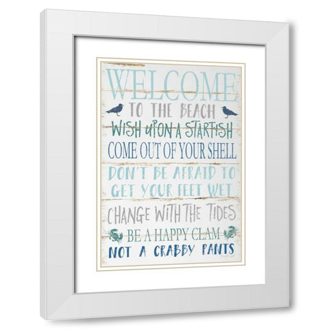 Welcome to the Beach White Modern Wood Framed Art Print with Double Matting by Pugh, Jennifer