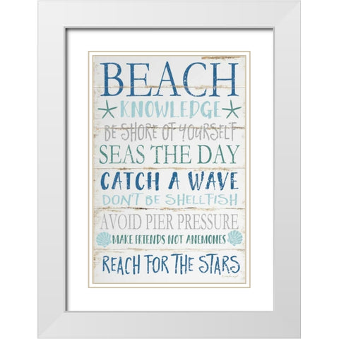 Beach Knowledge White Modern Wood Framed Art Print with Double Matting by Pugh, Jennifer