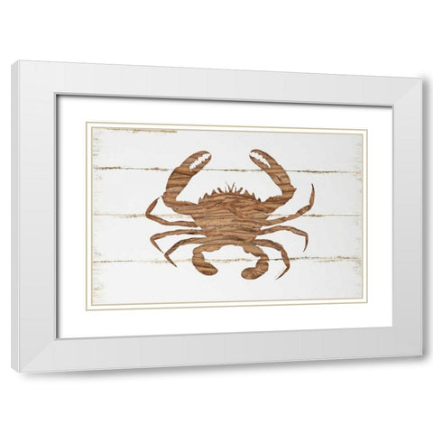 Driftwood Crab White Modern Wood Framed Art Print with Double Matting by Pugh, Jennifer