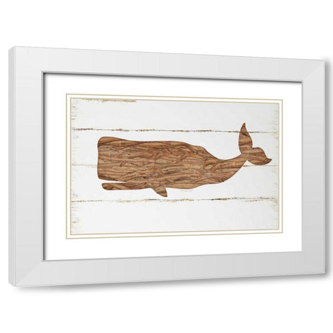 Driftwood Whale White Modern Wood Framed Art Print with Double Matting by Pugh, Jennifer