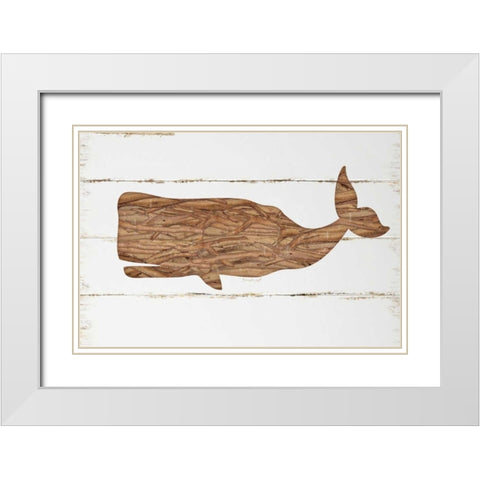 Driftwood Whale White Modern Wood Framed Art Print with Double Matting by Pugh, Jennifer