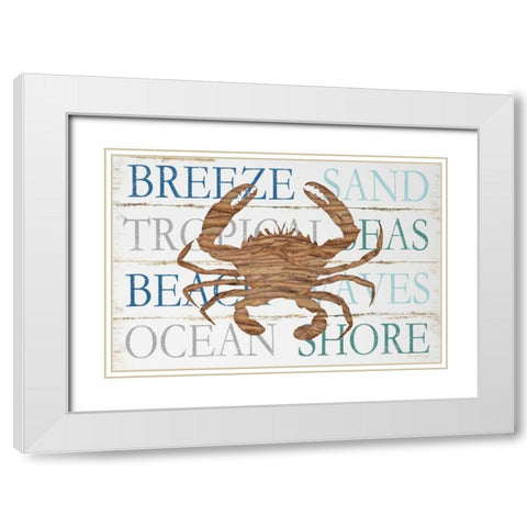 Driftwood Crab White Modern Wood Framed Art Print with Double Matting by Pugh, Jennifer