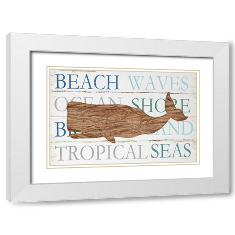 Driftwood Whale White Modern Wood Framed Art Print with Double Matting by Pugh, Jennifer